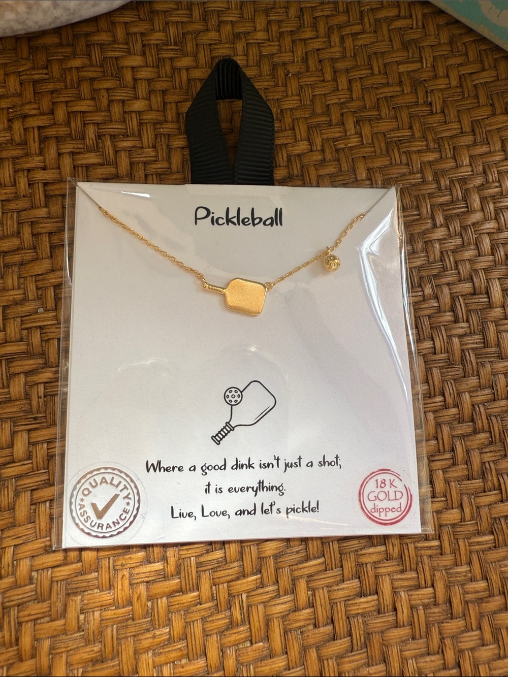Gold Dipped Mini Paddle Pickleball Necklace by - Picture 4 of 8